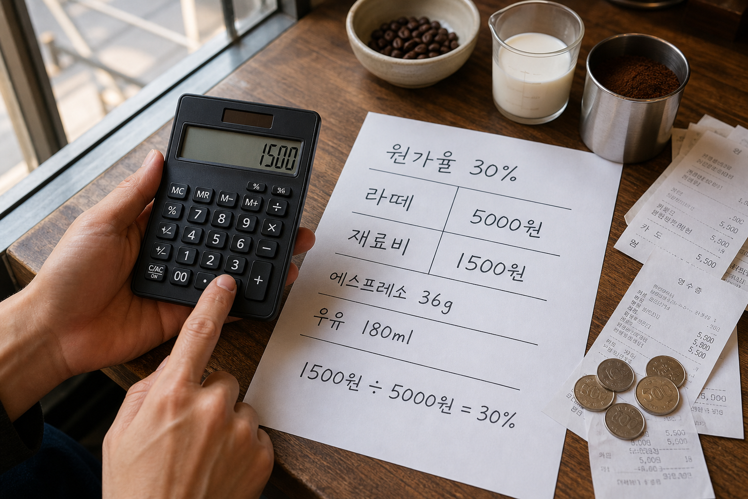 카페메뉴개발 원가율 30%를 맞추는 레시피 계산 공식과 실전 적용법