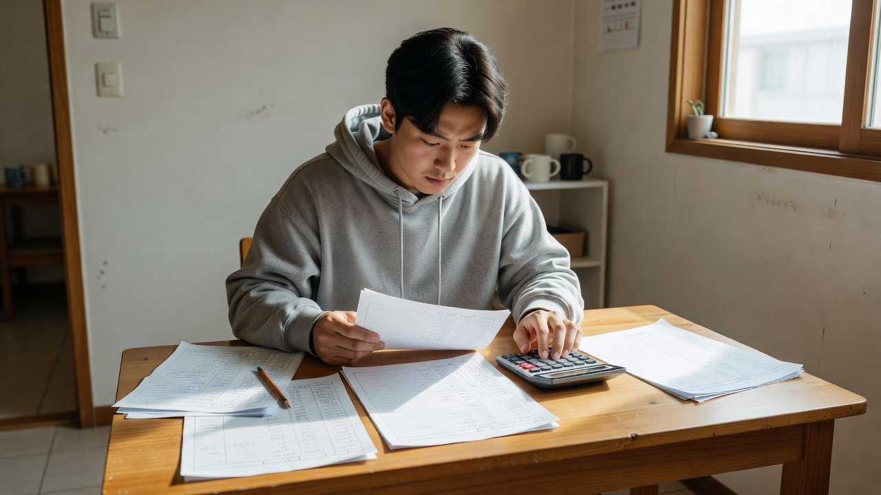 소자본카페 창업 비용 예산 배분 계획을 검토하는 모습
