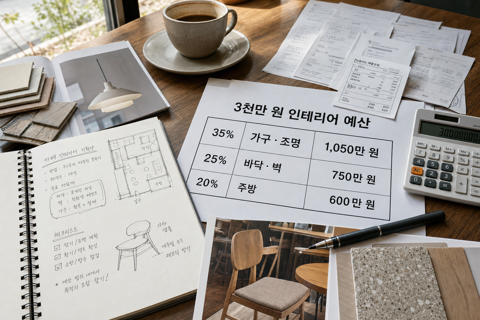카페 인테리어 예산 3천만 원 이하로 맞추는 실전 배분법